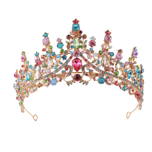 Luxury Full Rhinestone Bridal Tiara - Elegant Alloy Crown Hairband with 3A Grade Crystals  Multicolor - Main Image