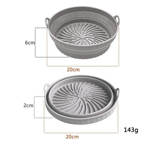 3D Round Air Fryer Silicone Liners - Food-Grade, Non-Stick, Reusable Basket Mats for Air Fryers, Ovens, and Microwaves (4 PCS Gray) - Main Image