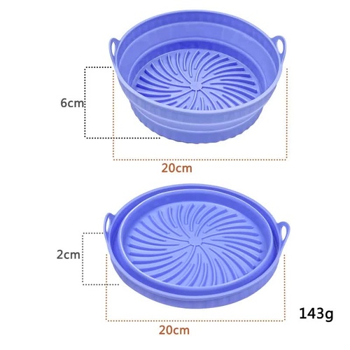 3D Round Air Fryer Silicone Liners - Food-Grade, Non-Stick, Reusable Basket Mats for Air Fryers, Ovens, and Microwaves (4 PCS Blue) - Main Image