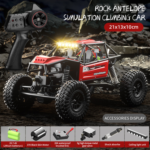 Rock Antelope RC Car - 2.4GHz Simulation Off-Road Climbing Vehicle with Rechargeable Battery (Red) - Main Image