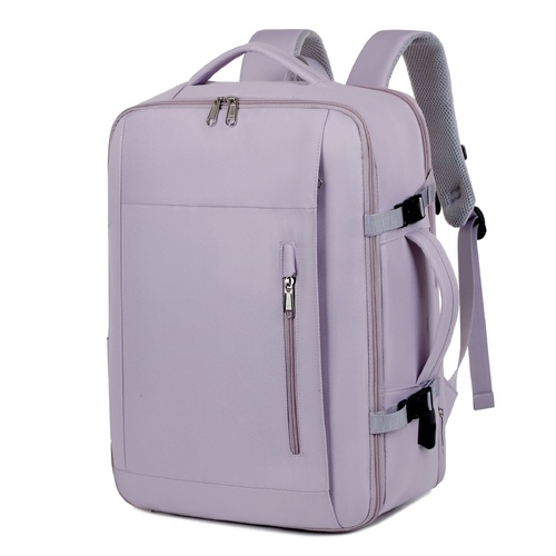 Purple Expandable Backpack with USB Port - Multi-Functional Outdoor, Commuter & Laptop Bag - Main Image