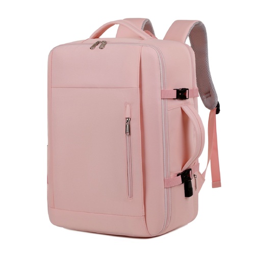 Pink Expandable Backpack with USB Port - Multi-Functional Outdoor, Commuter & Laptop Bag - Main Image