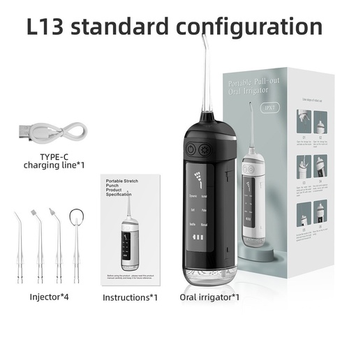 L13 Black Portable Electric Water Flosser - Handheld Teeth Cleaner, USB Rechargeable, Deep Oral Irrigator - Main Image