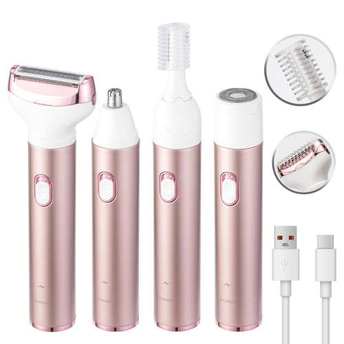 4-in-1 Women's Electric Hair Removal Trimmer - Multifunctional Grooming Kit for Underarms, Bikini, Nose & Eyebrows - Main Image