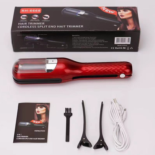 Red  Mini - Automatic, Hair Repair Split End Remover Trimmer For Dry, Splitting, Damaged And Brittle Split Ends, Men And Women Hair Styling Beauty Too - Main Image