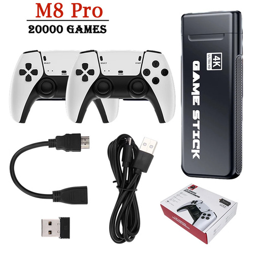 M8Pro HD TV Game Console – HDMI Retro Home Gaming System with Wireless Dual Joystick Controller, PS1 Arcade Games, 64GB + 20,000 Games (No Storage Car - Main Image