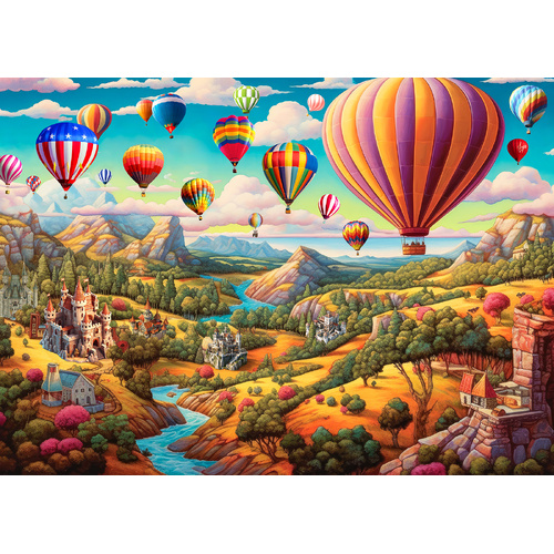 1000 Piece Hot Air Balloon Adventure Jigsaw Puzzle for Adults - Difficult Paper Puzzle for Adults with Beautiful Scenery, Stress Relief and Cognitive  - Main Image