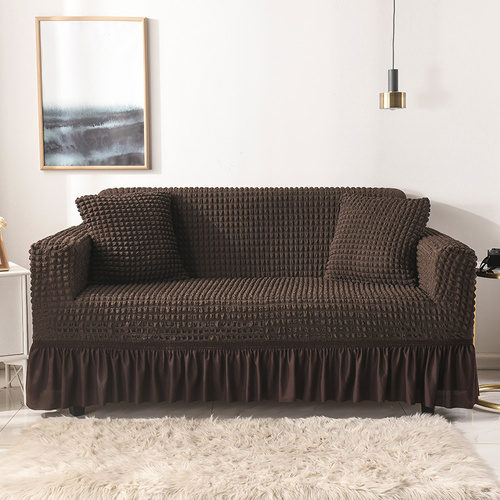 Elastic sofa cover coffee color  (190-230cm) - Main Image