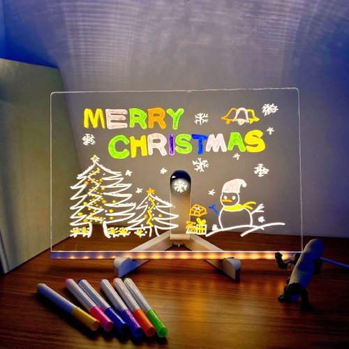7.87' x 7.87' x 0.11' Erasable DIY Kids Drawing Board – Glow-in-the-Dark Writing Board, Reusable Chalkboard for Art & Learning, Creative Handicraft To - Main Image