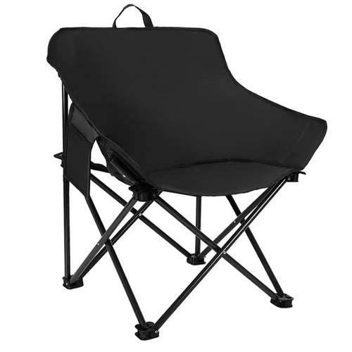Black Outdoor Folding Camping Chair - Portable Lounge Chair, Lightweight Beach Chair, Fishing Stool, and Picnic Seat, Perfect for Outdoor Adventures - Main Image