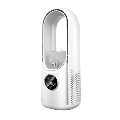 White Desktop Cooling Fan with Humidifier - Bladeless USB Power Spray Air Cooler for Office, Personal Use, and Humidifying - Main Image