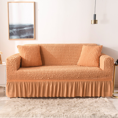 Elastic sofa cover orange (305-360cm) - Main Image