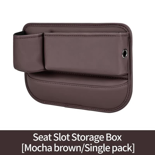 Brown-left Car Seat Gap Storage Box - Practical Car Organizer, Gap Filler for Easy Access and Extra Storage - Main Image