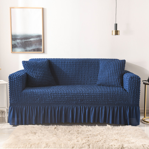 Elastic sofa cover blue (190-230cm) - Main Image