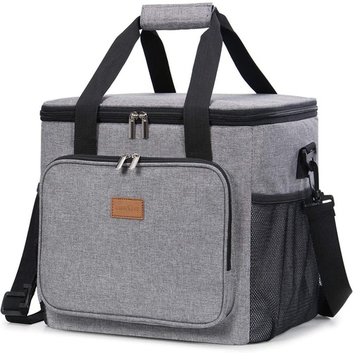 Grey Large Capacity Picnic Bag - Waterproof PEVA Insulated Cooler Bag, Outdoor, Car Use, and Shoulder Crossbody Thermo Bag - Main Image