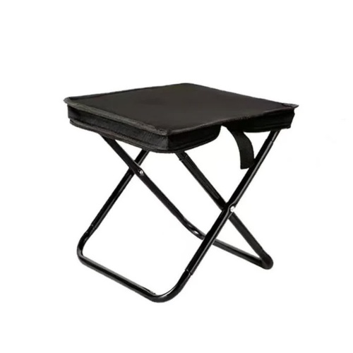 Black Outdoor Folding Stool with Carrying Handle - Portable Camping Seat, Fishing Chair, Collapsible Zipper Stool for Outdoors, Queueing, and More - Main Image