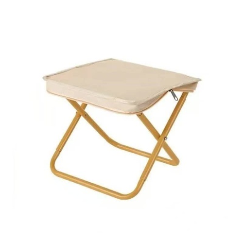 Beige Outdoor Folding Stool with Carrying Handle - Portable Camping Seat, Fishing Chair, Collapsible Zipper Stool for Outdoors, Queueing, and More - Main Image