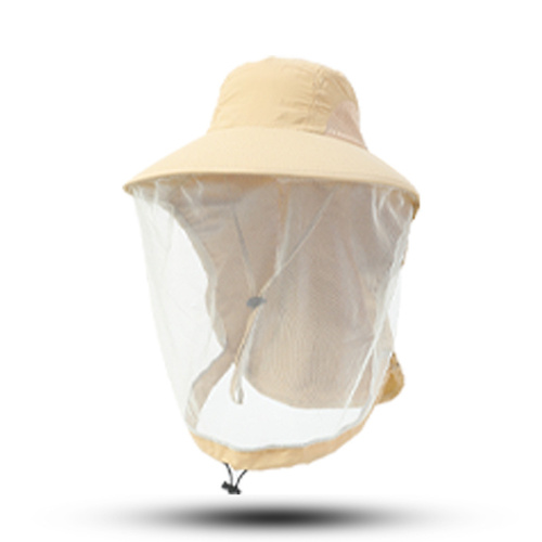 Khaki Outdoor Mosquito-Proof Hat with Face Shield - Breathable Fishing Hat for Men, UV Protection Mesh Mask - Main Image