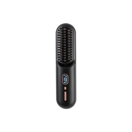 Black Negative Ion Hair Straightener Brush - Ionic Hair Straightening Comb for Frizz-Free, Smooth Hair - Main Image