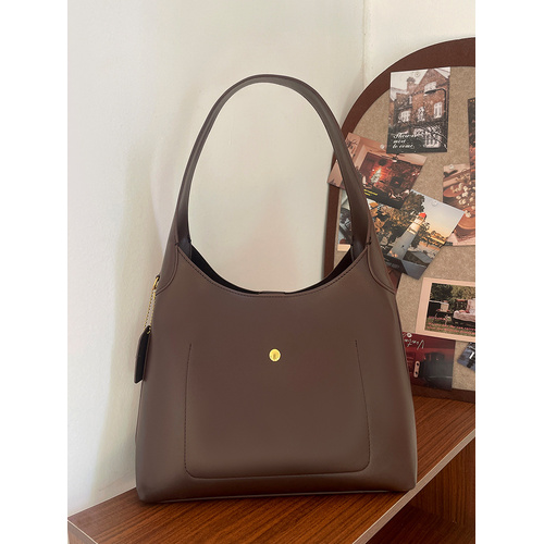 Brown Oil-Wax Leather Style Casual Shoulder Bag, Versatile Handbag and Crossbody Tote for Women - Main Image