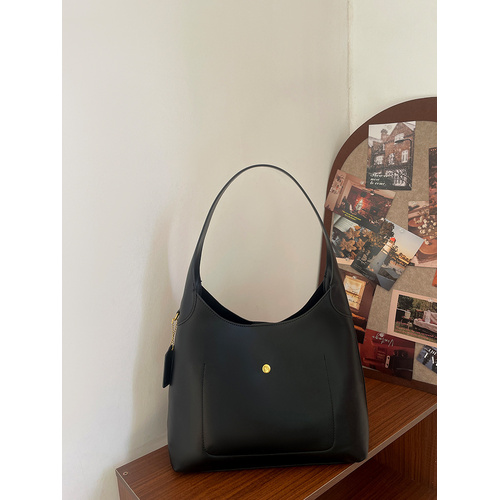 Black Oil-Wax Leather Style Casual Shoulder Bag, Versatile Handbag and Crossbody Tote for Women - Main Image