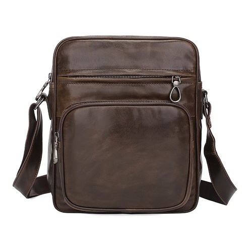 Dark Brown Men's Genuine Leather Casual Shoulder Bag, Minimalist Crossbody Bag for Everyday Use - Main Image