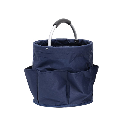 Navy Blue Portable Picnic Basket, Foldable Outdoor Beach Basket with Handle, Multi-Use Storage and Wash Bag - Main Image