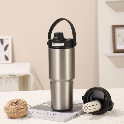 Natural Color 316 Stainless Steel Insulated 730ml Tumbler with Straw - Dual-Drink Ceramic Liner Portable Car Cup - Main Image