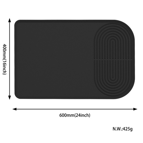 Black Silicone Coffee Machine Mat – Waterproof, Anti-Slip, and Durable Countertop Protector - Main Image
