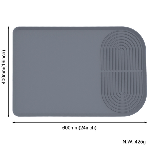 Grey Silicone Coffee Machine Mat - Waterproof, Anti-Slip, and Durable Countertop Protector - Main Image