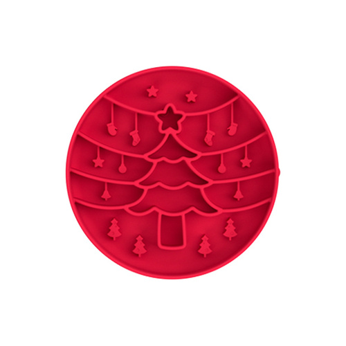 Red Silicone Slow Feeder Bowl for Dogs - Anti-Choking Christmas-Themed Lick Mat - Main Image
