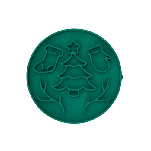Green Silicone Slow Feeder Bowl for Dogs - Anti-Choking Christmas-Themed Lick Mat - Main Image