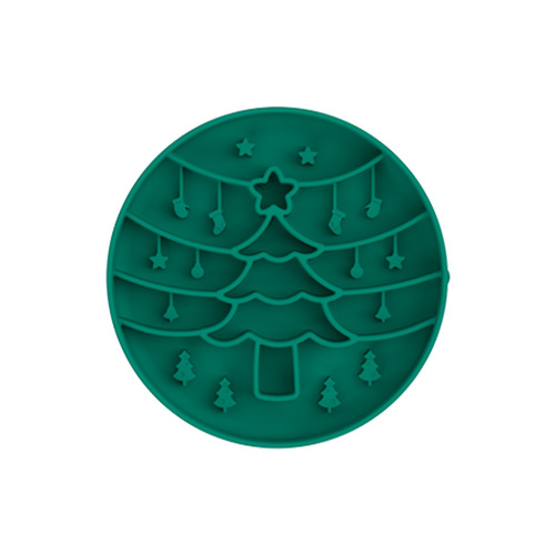 Green Silicone Slow Feeder Bowl for Dogs - Anti-Choking Christmas-Themed Lick Mat - Main Image