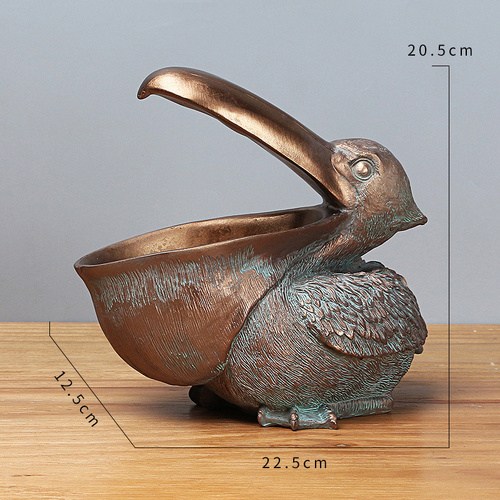 Brown Pelican Resin Decor Bowl – Unique Key, Candy, and Storage Organizer for Home Decoration - Main Image