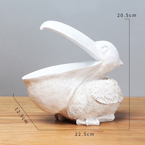White Pelican Resin Decor Bowl - Unique Key, Candy, and Storage Organizer for Home Decoration - Main Image