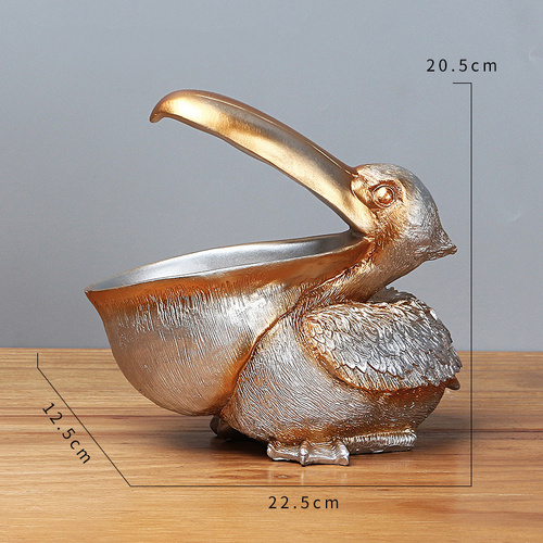 Silver Pelican Resin Decor Bowl - Unique Key, Candy, and Storage Organizer for Home Decoration - Main Image