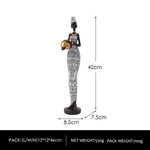 White Exotic African Woman Figurine - Elegant Resin Sculptures for Home Decor - Main Image