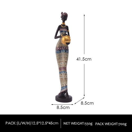 Multicolor Exotic African Woman Figurine - Elegant Resin Sculptures for Home Decor - Main Image