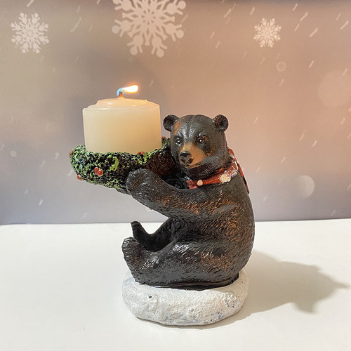Bear With Candlestick In Hand Candle Holder – Unique Aromatherapy Table Decor - Main Image