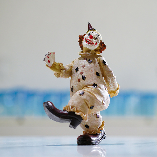 Vintage Circus Clown Figurines - Retro Balloon and Bicycle Ornaments - Main Image