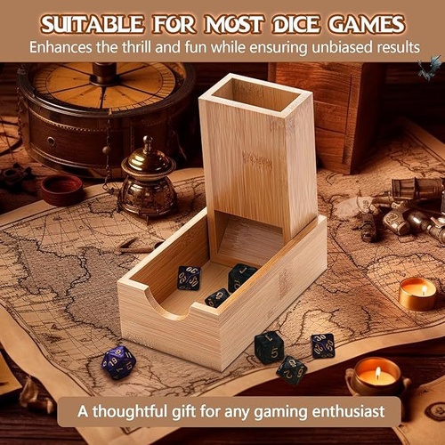 Portable Foldable Bamboo Dice Tower Set – Premium Wooden Dice Roller for Tabletop RPG and Board Games - Main Image