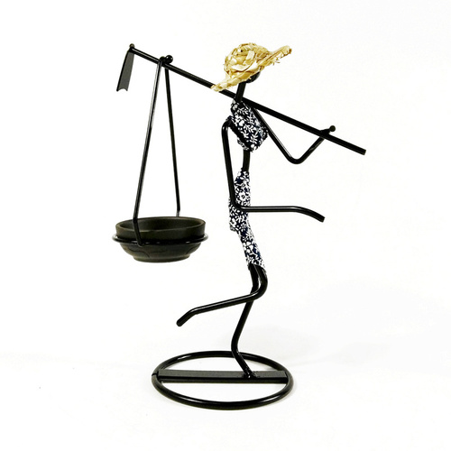 Black-white Modern Iron Art Candle Holder - Stylish Decorative Candle Stand for Living Room, Dining Room, and Study - Main Image