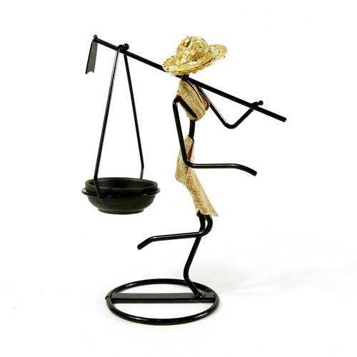 Long Golden Dress Modern Iron Art Candle Holder - Stylish Decorative Candle Stand for Living Room, Dining Room, and Study - Main Image