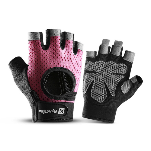 XL Pink Fingerless Sports Gloves - Non-Slip Silicone Palm Pads for Cycling, Weightlifting, and Fitness Training - Main Image