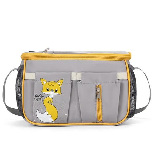 Grey Stroller Organizer Bag - Multi-Functional Baby Bag with Touchscreen Window, USB Port, and Bottle Holders - Main Image