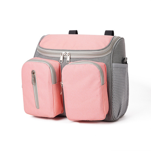 Pink Universal Stroller Organizer Bag - Multi-Pocket Hanging Storage Bag for Baby Essentials - Main Image