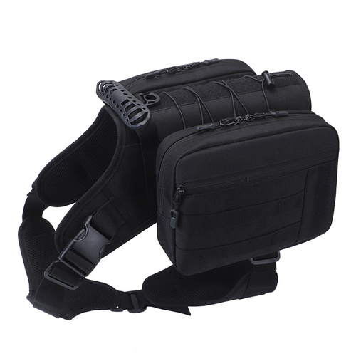 Black Dog Tactical Backpack Harness - Adjustable Outdoor Camouflage Saddle Bag for Dogs - Main Image