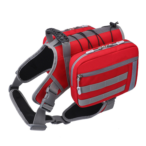 Red Dog Tactical Backpack Harness - Adjustable Outdoor Camouflage Saddle Bag for Dogs - Main Image