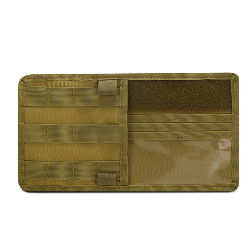 Khaki Car Sun Visor Organizer - Tactical Molle Storage Panel with Multi-Pocket Design - Main Image