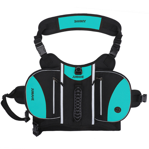 Blue Reflective Dog Saddle Harness with Storage Bags - Adjustable Pet Backpack for Outdoor Adventures - Main Image